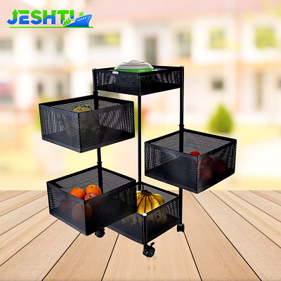 kitchking rotating trolley perforated 5 tier