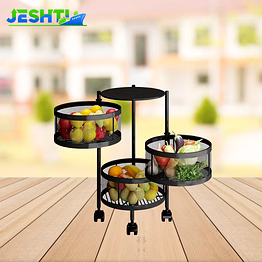 kitchking rotating trolley round 3 tier