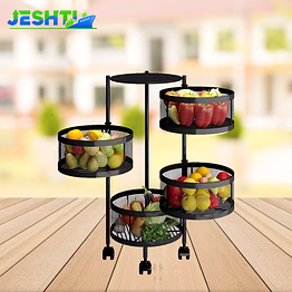 kitchking rotating trolley round 4 tier
