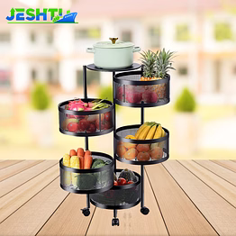kitchking rotating trolley round 5 tier