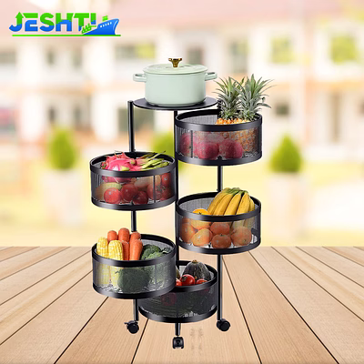 kitchking rotating trolley round 5 tier