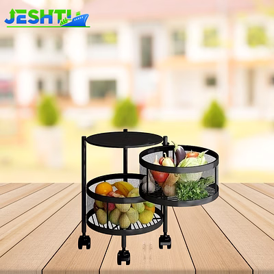 kitchking rotating trolley round 2 tier