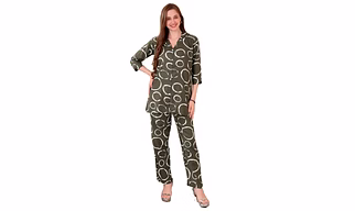 Women's Printed Sleepwear Set with Top and Pyjamas