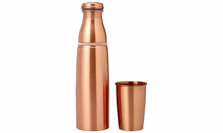 Seamless Copper Bottle with Matte Finish and Tumbler Cap