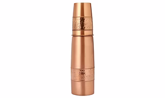 Hammered Pure Copper Water Bottle with Tumbler-Style Cap