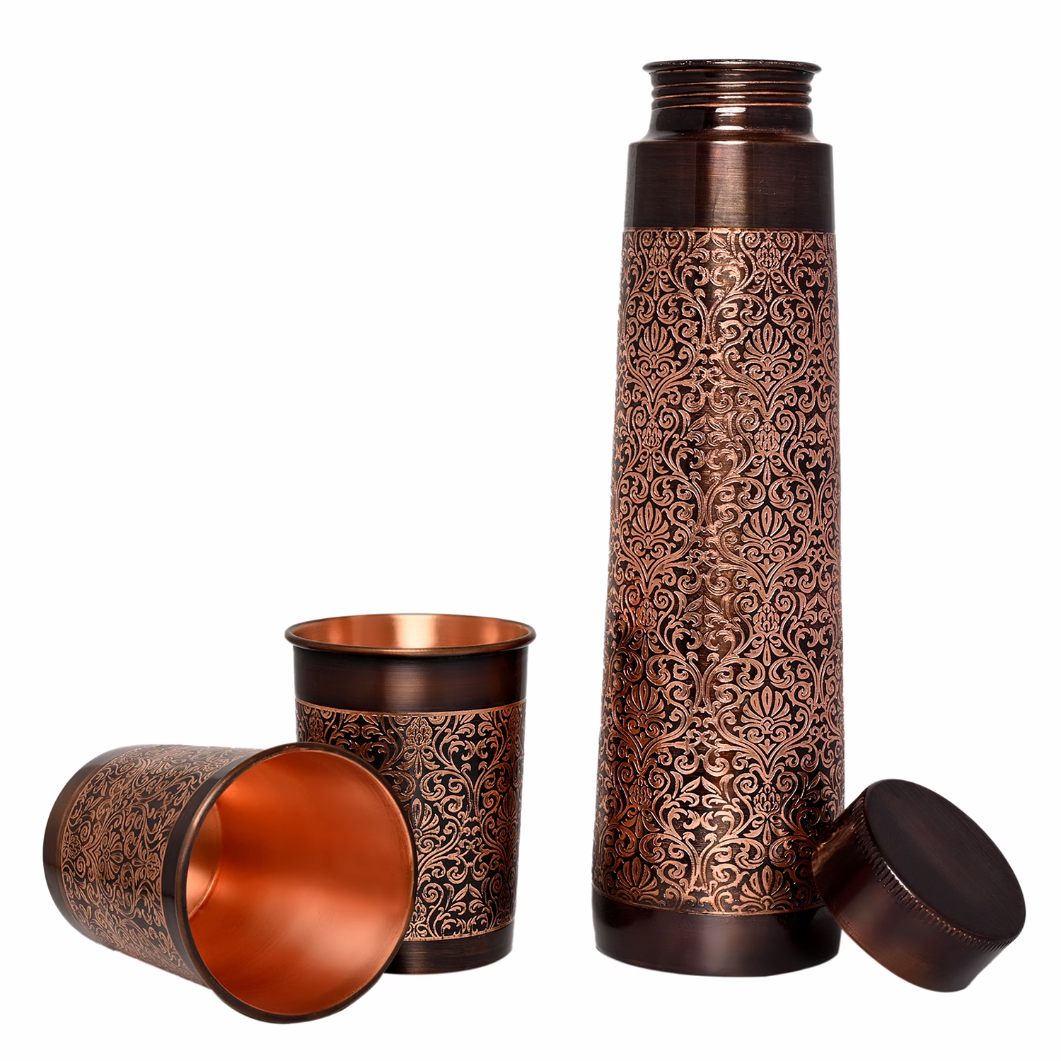 Pure Copper Lighthouse-Shaped Water Bottle Set 1000ml with 2 Tumblers image 3