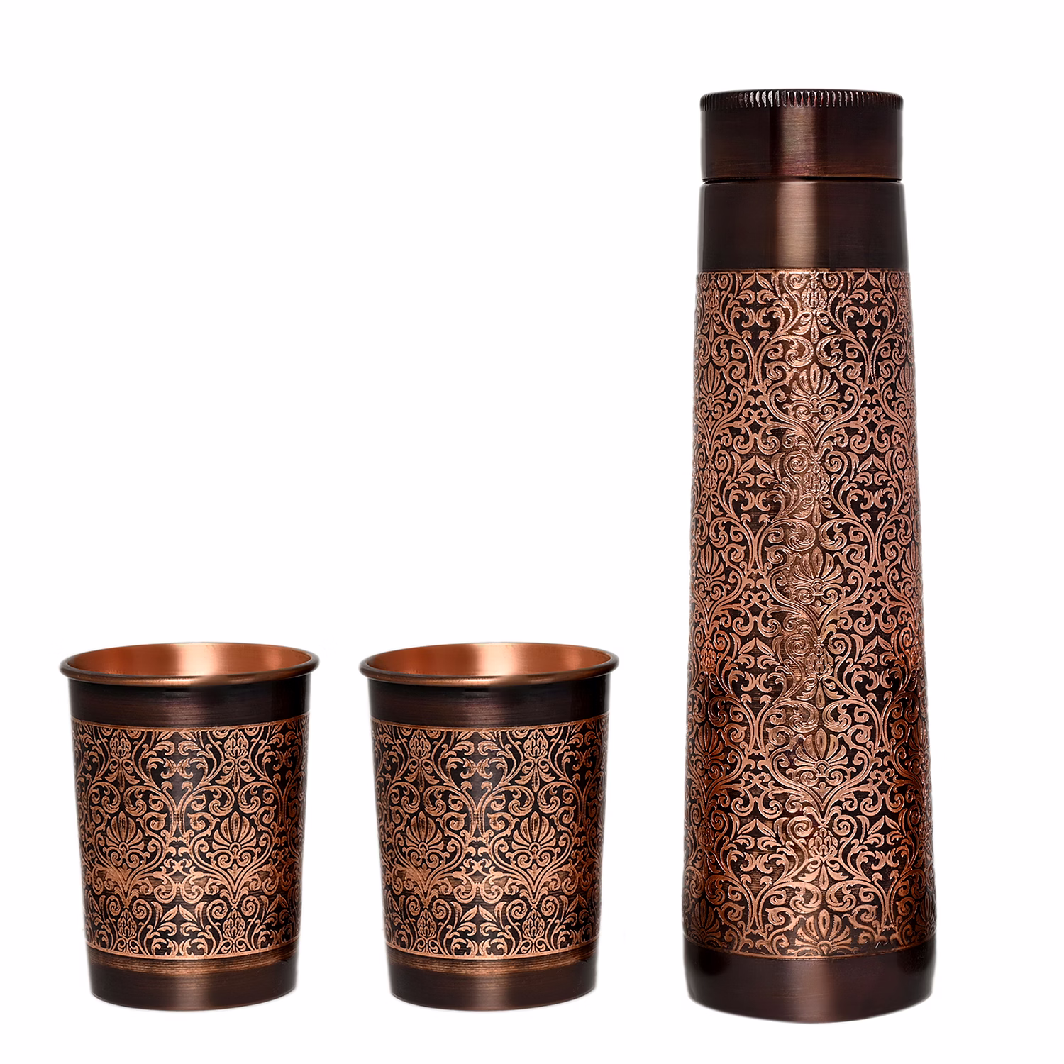 Pure Copper Lighthouse-Shaped Water Bottle Set 1000ml with 2 Tumblers image 2