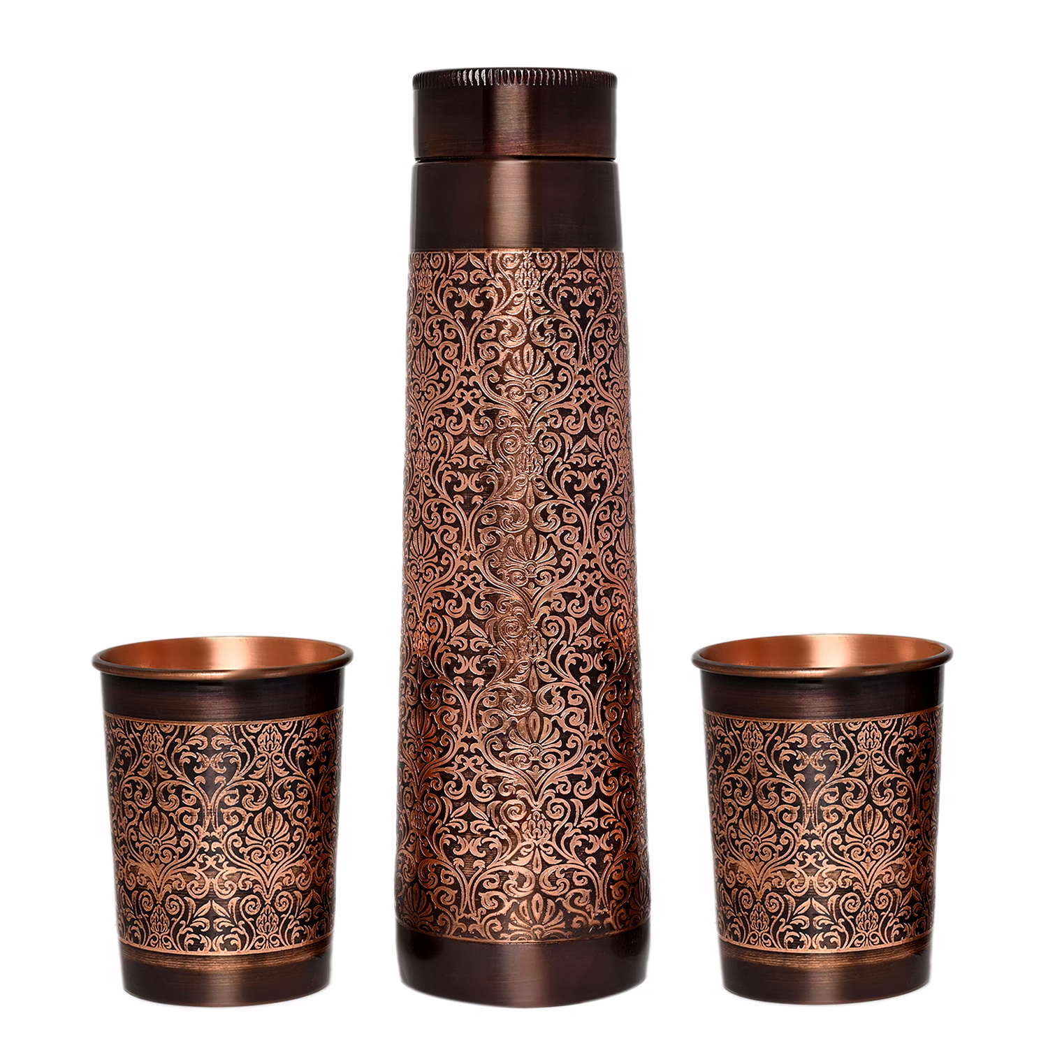 pure copper lighthouse-shaped water bottle set 1000ml with 2 tumblers