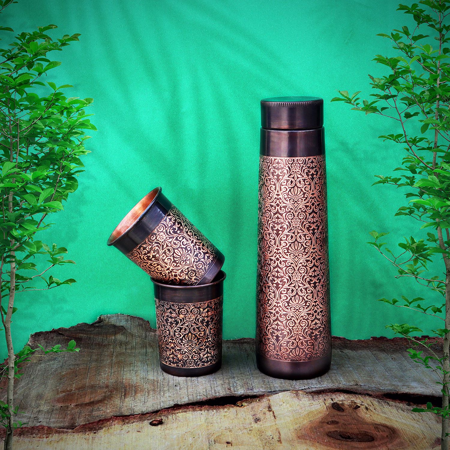 Pure Copper Lighthouse-Shaped Water Bottle Set 1000ml with 2 Tumblers image 5