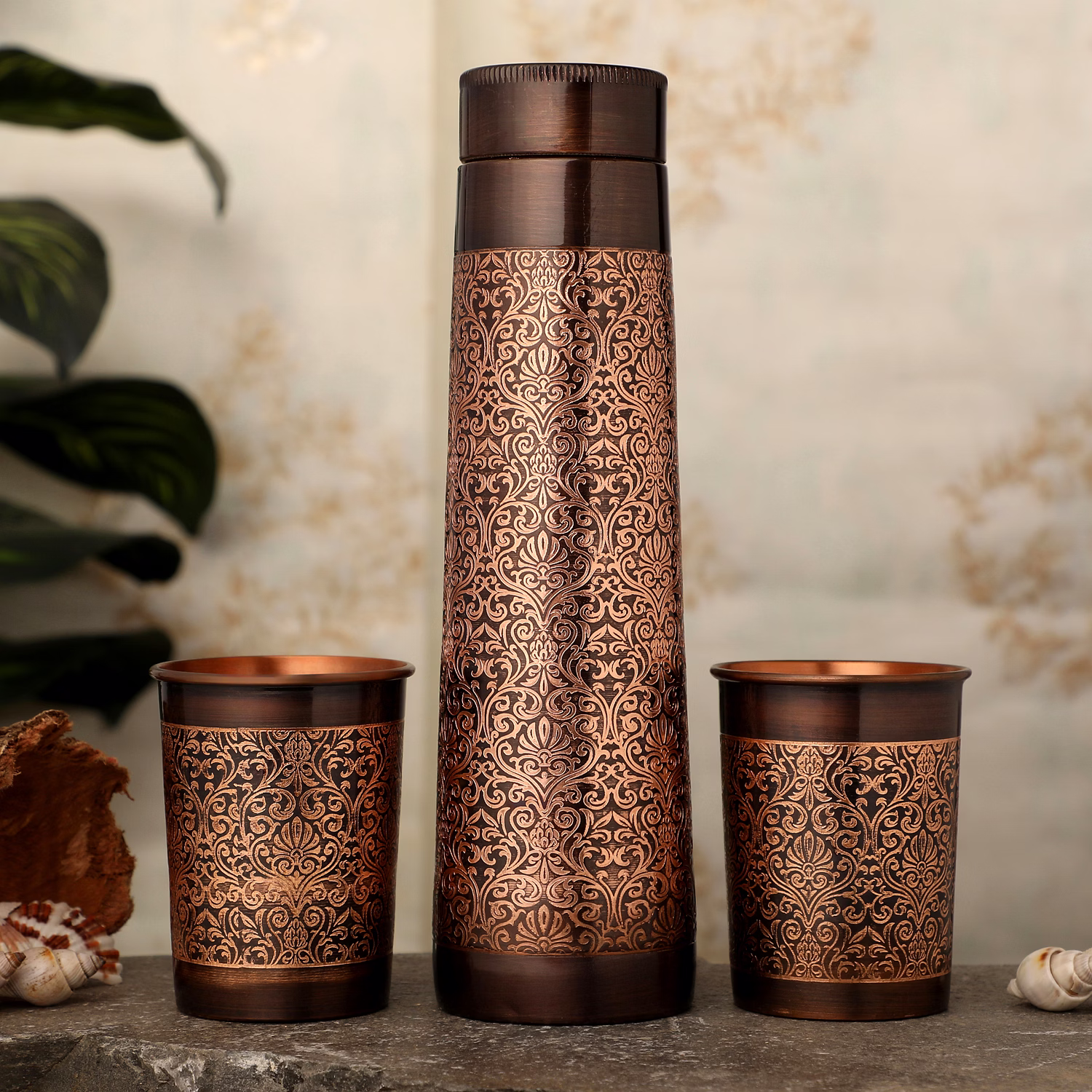 Pure Copper Lighthouse-Shaped Water Bottle Set 1000ml with 2 Tumblers image 4