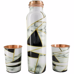 copper water bottle set with two tumblers premium gift box