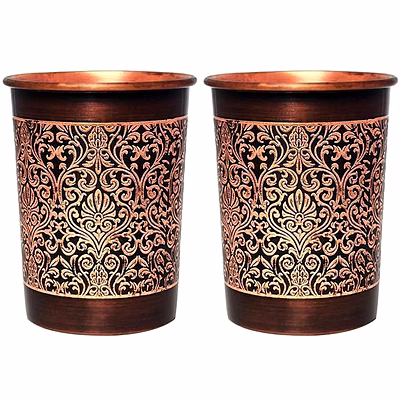 pure copper etching tumblers - pack of 2