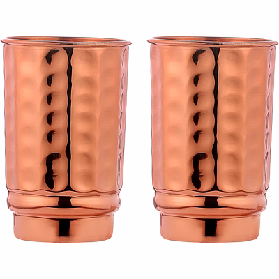 pure copper hammered tumbler set (2 pieces) - 350ml, lacquer-free