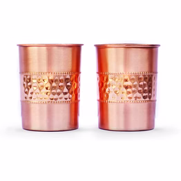 straight pure copper tumbler set - 250 ml | hammered & plain