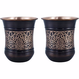 pure copper floral design tumbler set of 2 - 250 ml