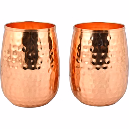 hammered pure copper barrel tumbler set of 2 - 250 ml