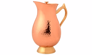 Pure Copper Traditional Water Jug - 1L with Lid and Brass Handle