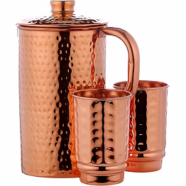 premium copper pitcher with two tumblers
