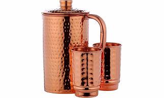 Premium Copper Pitcher with Two Tumblers
