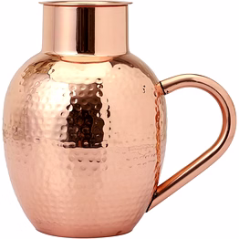premium copper water pitcher with bowl - 1.5l