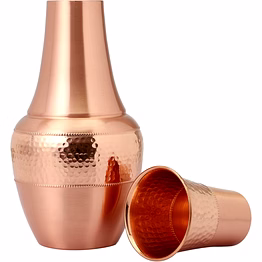 pure copper bedside water carafe & tumbler set - 1.4l