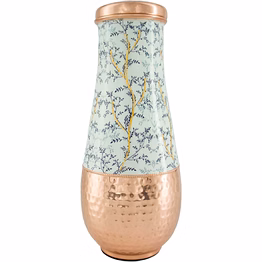 pure copper water carafe 1.8l – elegant long neck, printed pattern