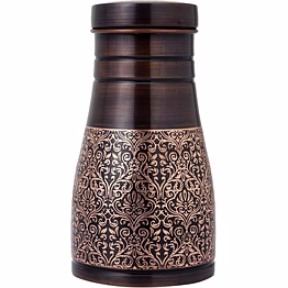 1l pure copper bedside water carafe - floral design
