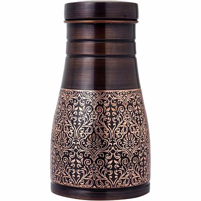 1l pure copper bedside water carafe - floral design