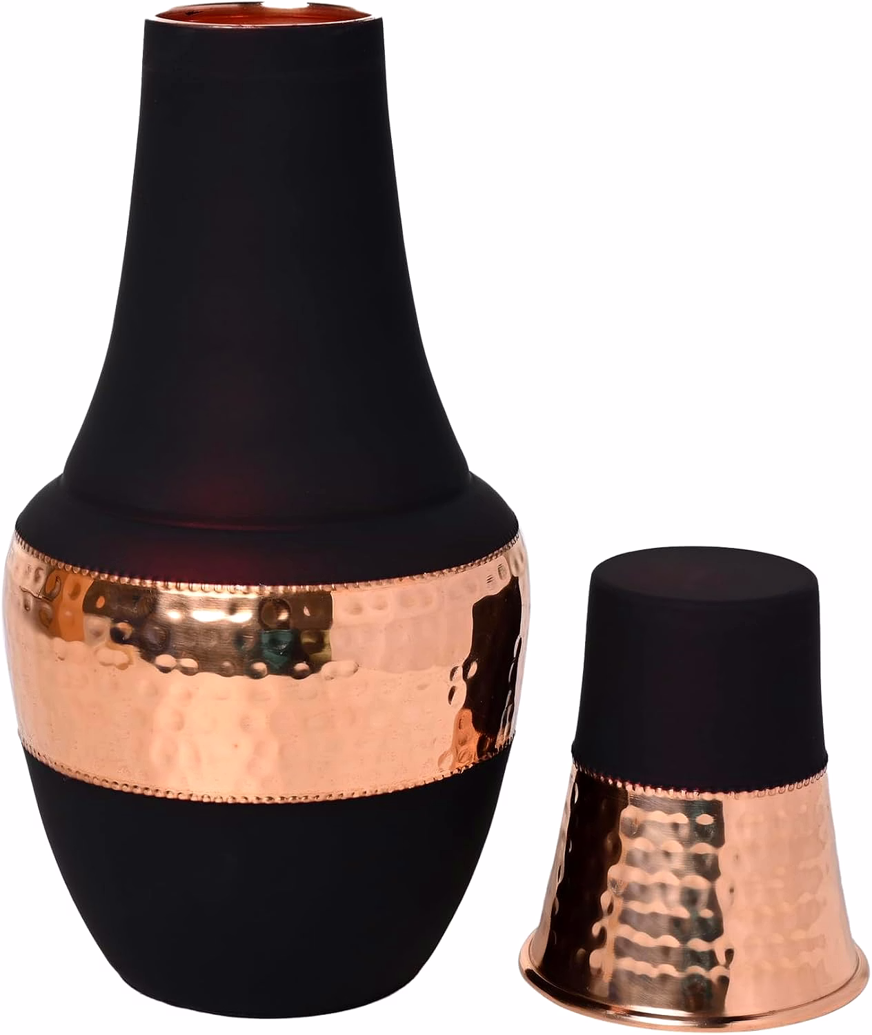 Premium Pure Copper Bedside Carafe Set - 1.4 Litre, Dark Cherry Finish image 2