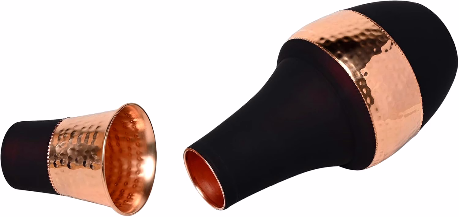 Premium Pure Copper Bedside Carafe Set - 1.4 Litre, Dark Cherry Finish image 3