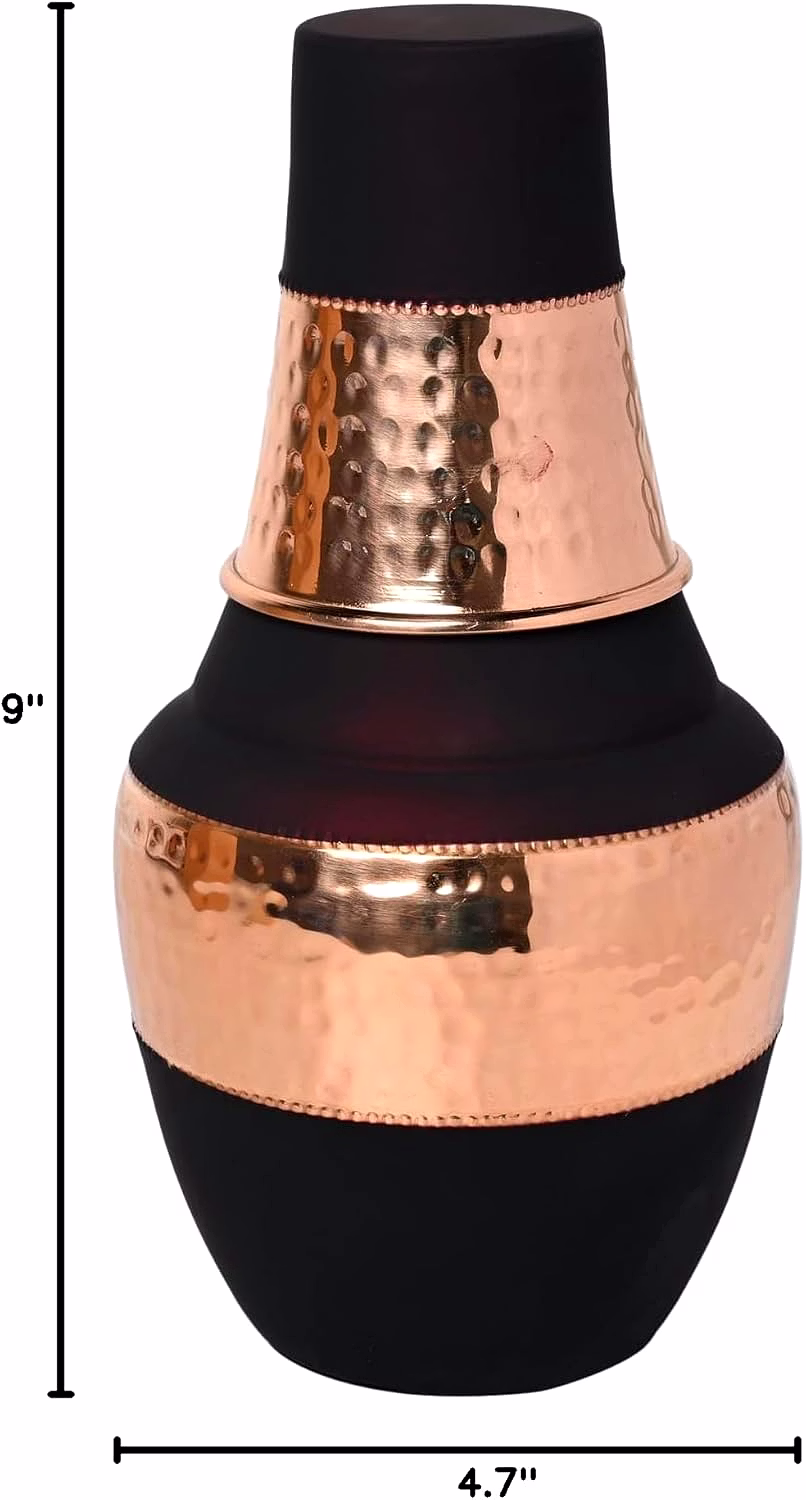 Premium Pure Copper Bedside Carafe Set - 1.4 Litre, Dark Cherry Finish image 5