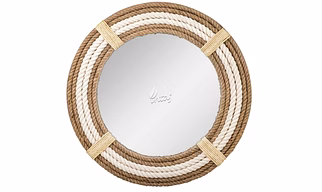 ONYMEE Vintage Rope Wall Mirror Wooden Wall Mirror for Home Decoration Wall Mount Mirror for Living Room & Bedroom Wash Basin Mirror Bathroom Mirror Hallway Mirror 18 Inch Brown