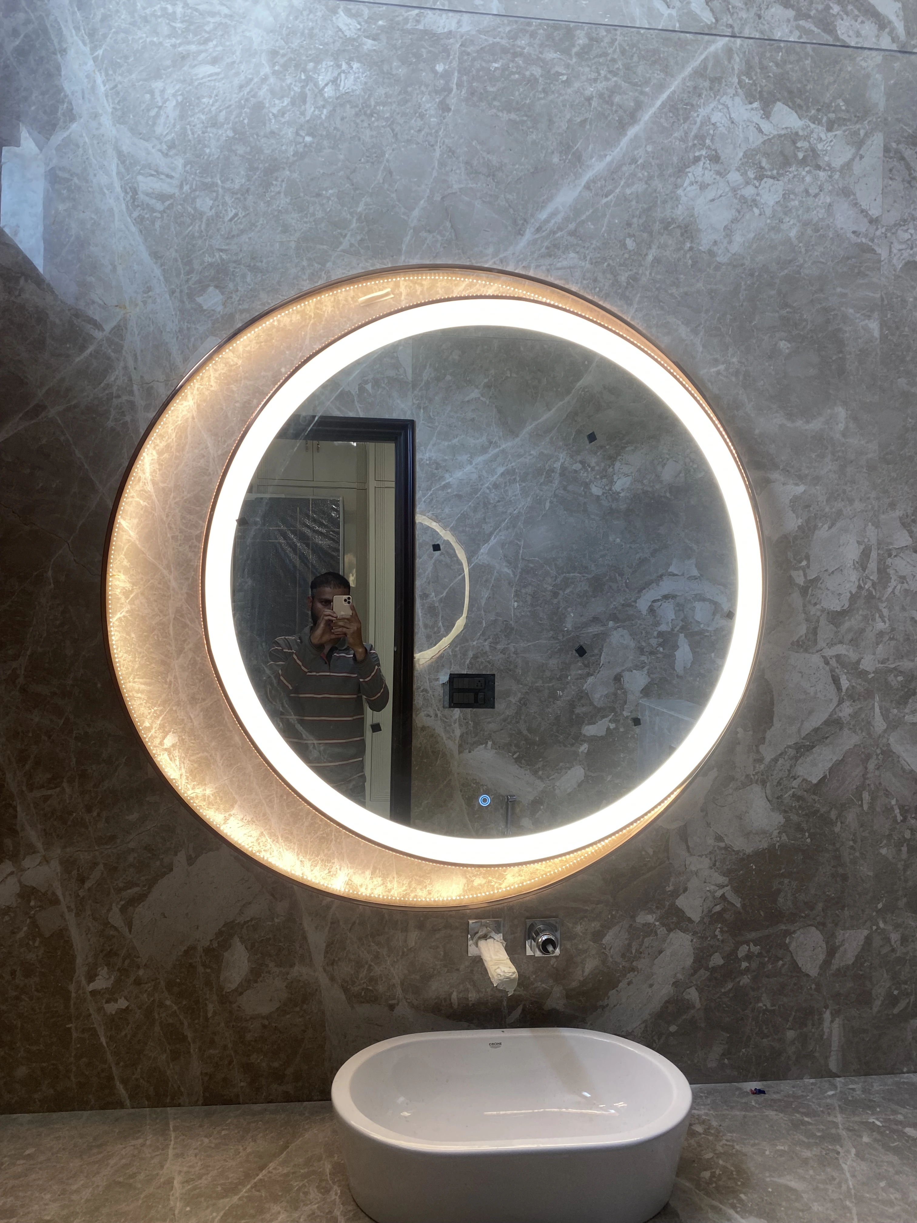 Dual Ring Mirror With PVD Stainless Steel Frame | Corrosion Free | Waterproof | Premium Quality LED MIRROR-12620868