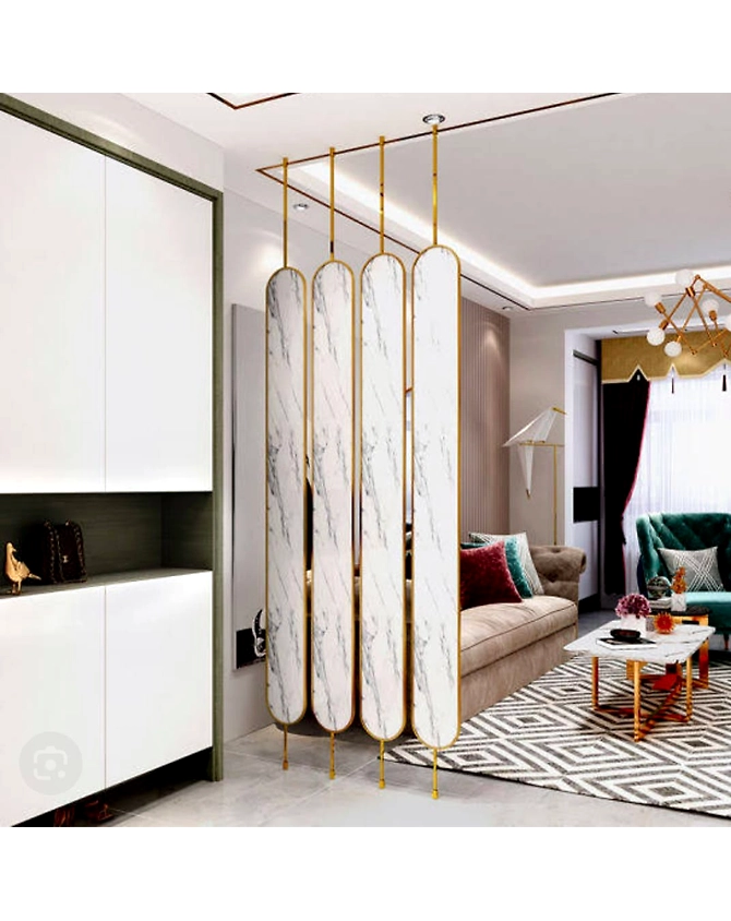 Planet Decor Modern Attractive Hanging DIY Room Divider Static Lvan Decorative Wall Screen Partition for Decorating Living Dining Room Kitchen &amp; Bedroom Set of 12 (Golden)-2