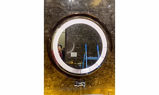 ONYMEE LED Glory Double Round Mirror PVD COATING Frame | LED Mirror with Touch Sensor | Adjustable 3 Color Light Mode | Mirror for Living Room, Bedroom, Makeup Room |