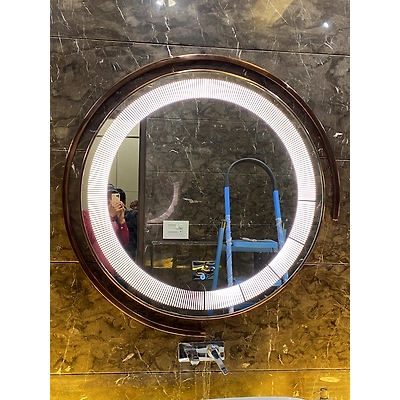 ONYMEE LED Glory Double Round Mirror PVD COATING Frame | LED Mirror with Touch Sensor | Adjustable 3 Color Light Mode | Mirror for Living Room, Bedroom, Makeup Room |