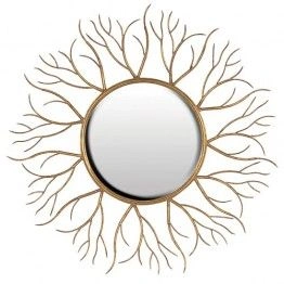 Sun Burst Style Round Iron Frame Home Decor Wall Hanging Mirror (Size: 63 x 2 x 63 CM | Weight: 2400 Gram | Color: Pink and Brown)-12620912