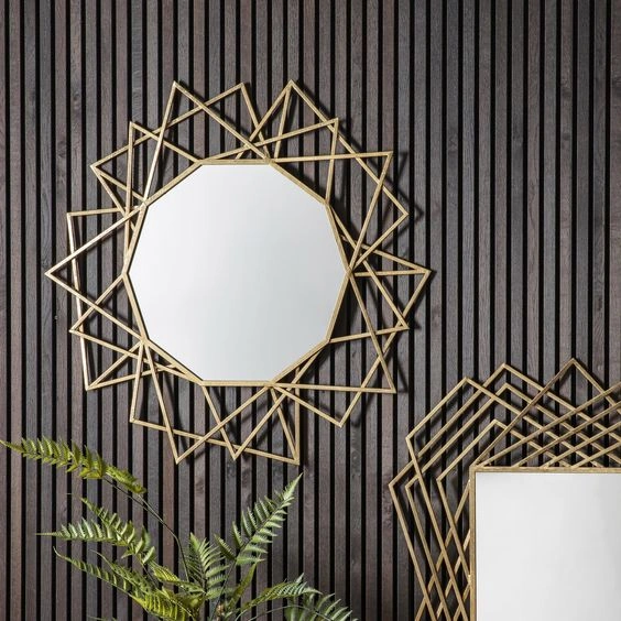 Sun Burst Style Round Iron Frame Home Decor Wall Hanging Mirror (Size: 63 x 2 x 63 CM | Weight: 2400 Gram | Color: Pink and Brown)-2