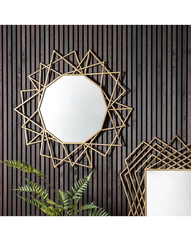 Sun Burst Style Round Iron Frame Home Decor Wall Hanging Mirror (Size: 63 x 2 x 63 CM | Weight: 2400 Gram | Color: Pink and Brown)-2