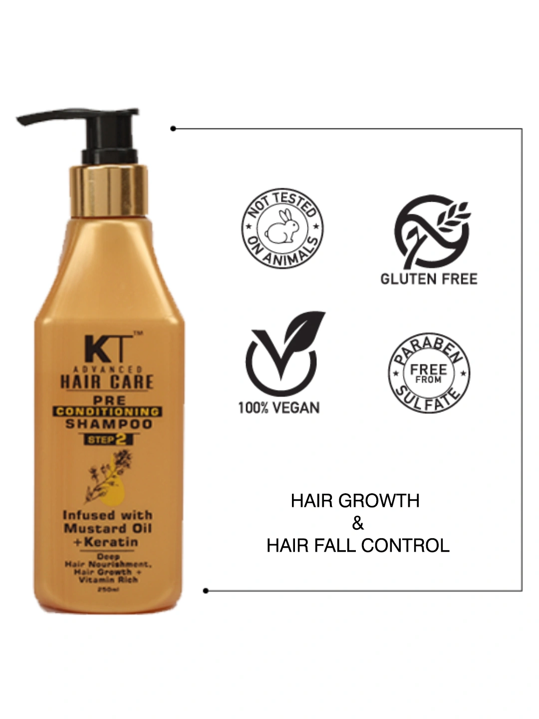 KT Professional Advance Hair Care Pre Conditioning Mustard Infused Keratin Shampoo- 250 ML-1