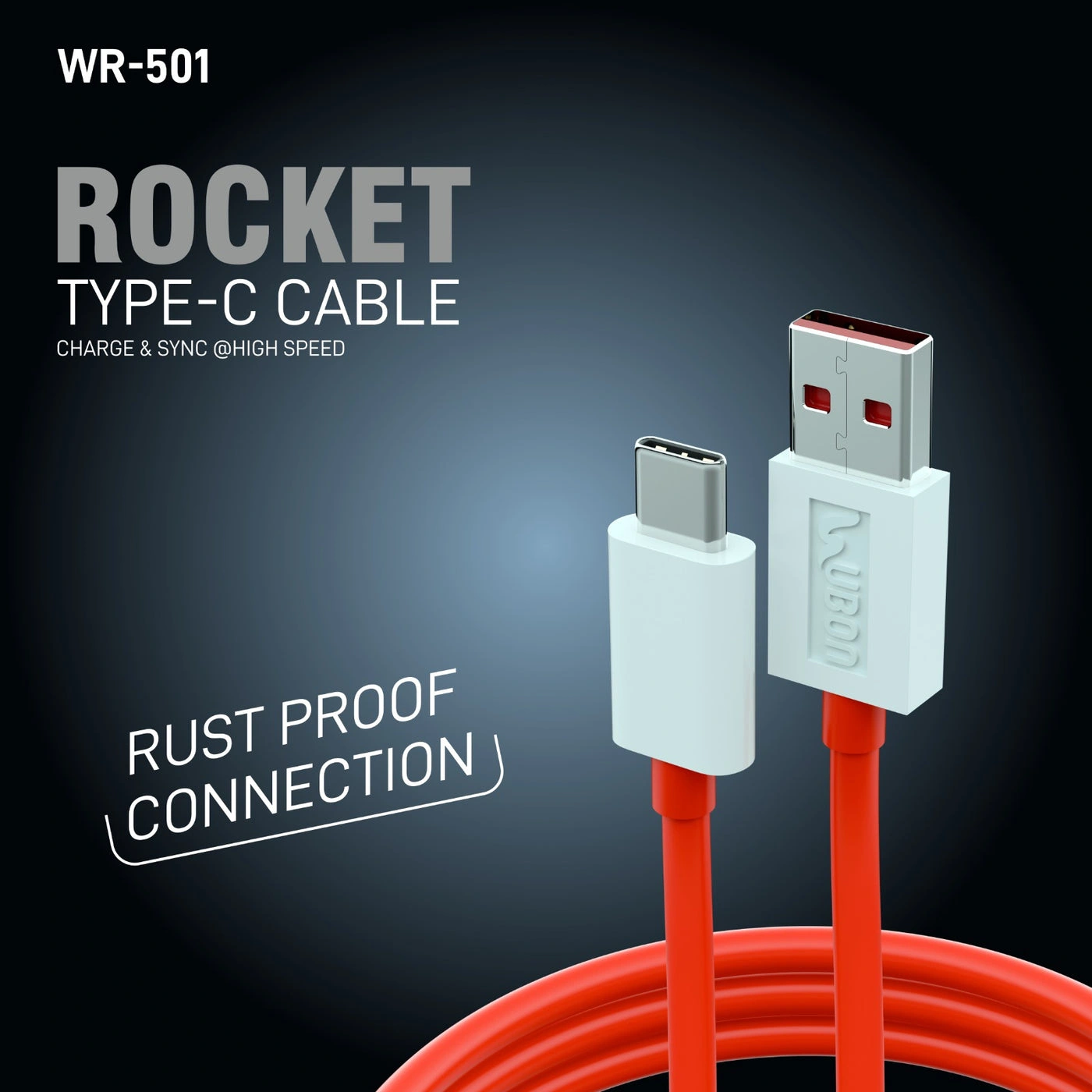 UBON WR-501-- 1 metre, 65W High-Speed Charging Cable with Type-C port, supports multiple charging protocols and multiple devices-3