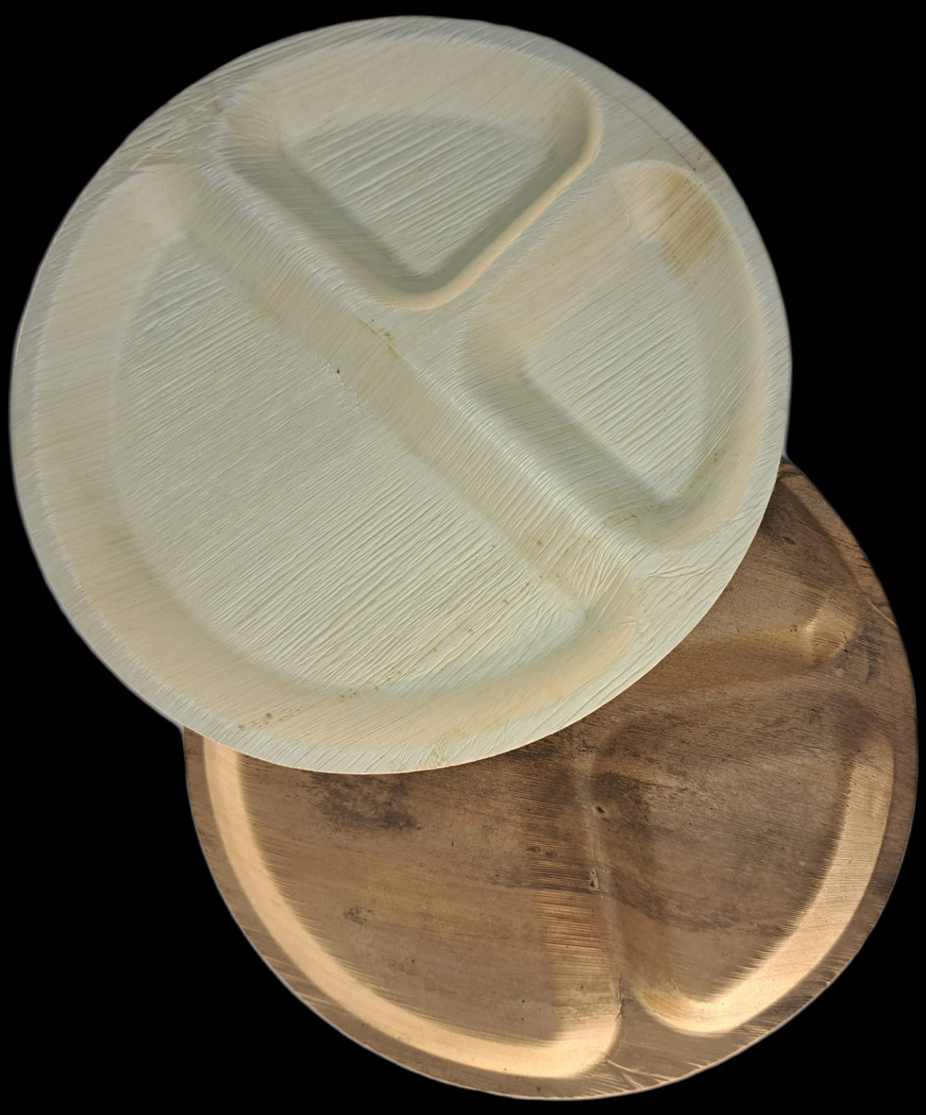 10 inch round 3 compartment Areca leaf plates-3