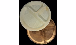 10 inch round 3 compartment Areca leaf plates