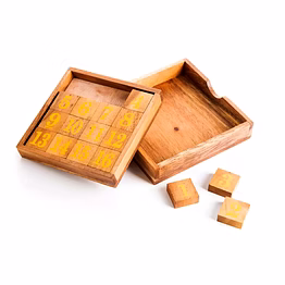 wooden magic square board - fifteen puzzle game
