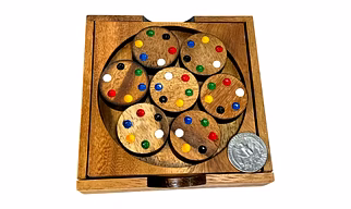 7 CIRCLES COLOR MATCH WOOD PUZZLE Brain Teaser novelty Great Gift travel size