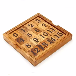 number slide puzzle brain teaser iq game 1-15 match kids wooden 12x12x2cm(lxwxh)