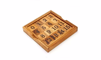 Number Slide Puzzle Brain Teaser IQ Game 1-15 Match Kids Wooden 12x12x2cm(LxWxH)