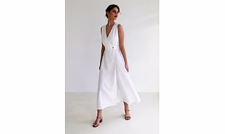 Linen maxi dress RIVIERA, Long sleeveless dress, White linen wrap dress, Wrap dress, Linen dress , Summer dress, Natural linen dress