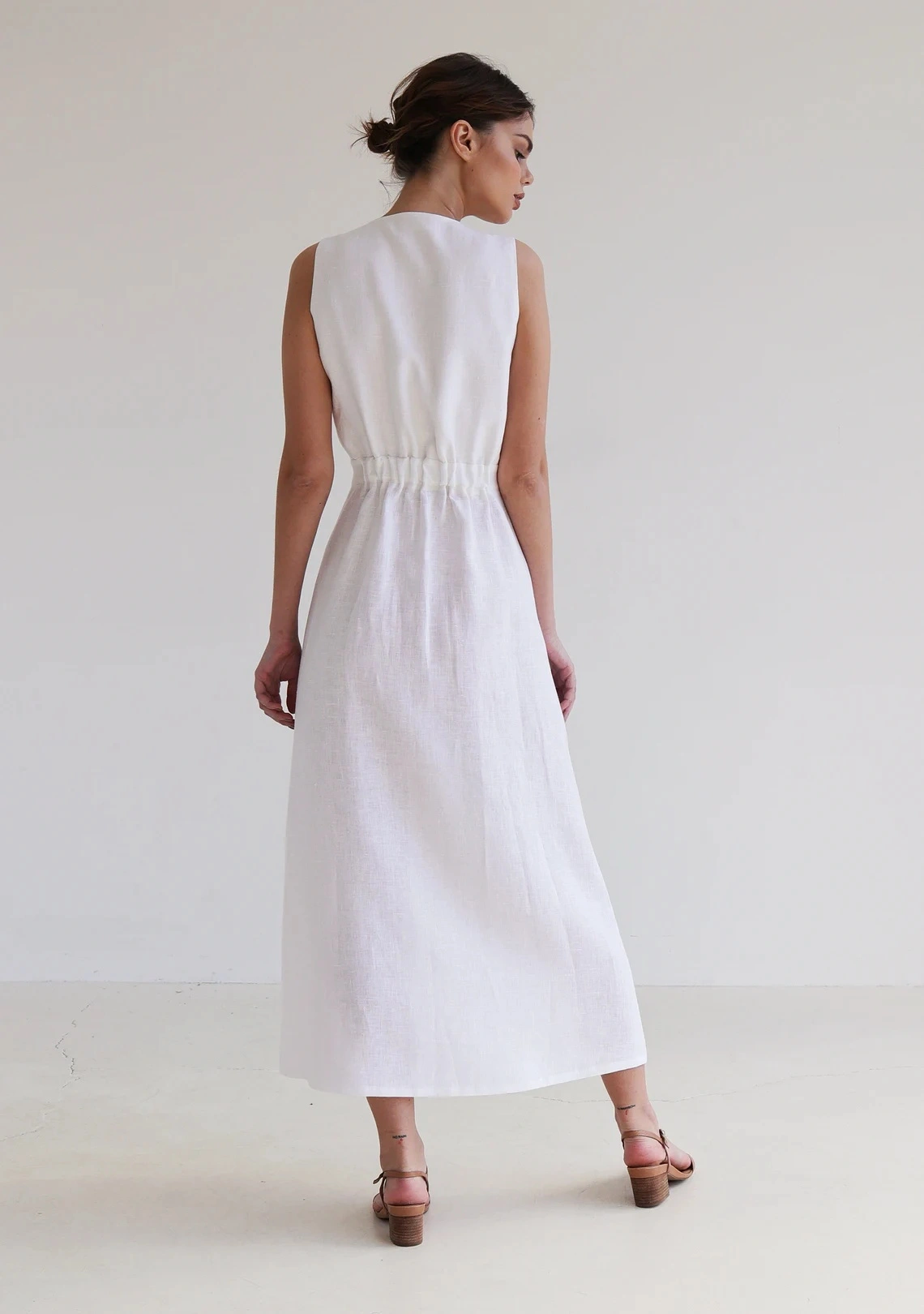 Linen maxi dress RIVIERA, Long sleeveless dress, White linen wrap dress, Wrap dress, Linen dress , Summer dress, Natural linen dress-2