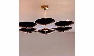 Mid Century 6 Light Black Brass Chandelier Ceiling Fixture Pendent Light For Home